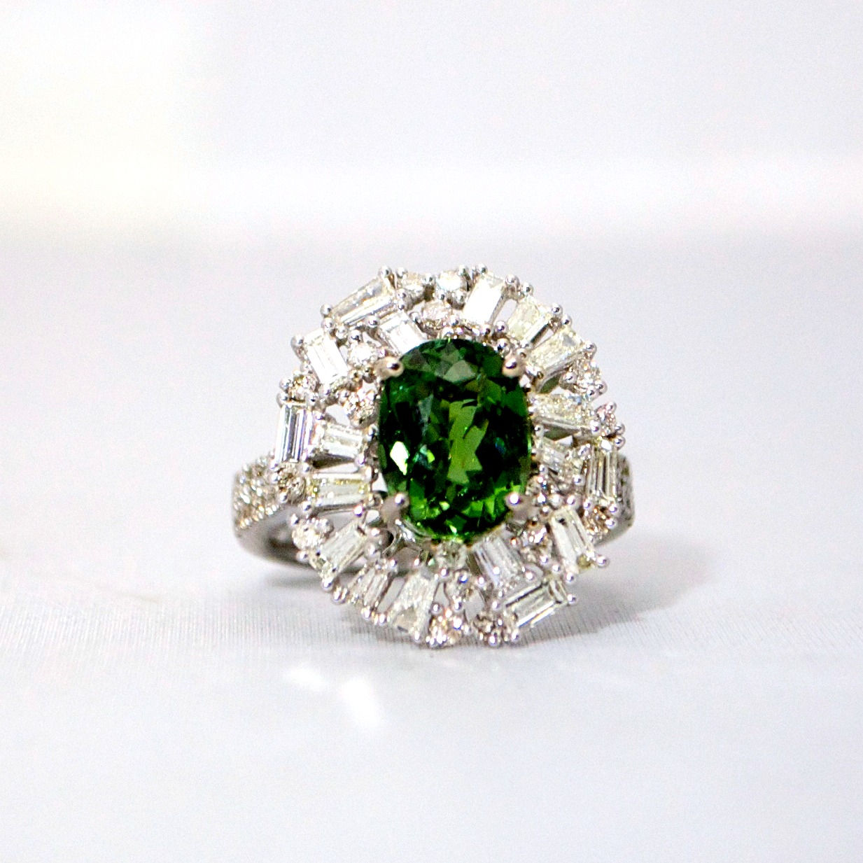 GREEN TOURMALINE & DIAMOND RING