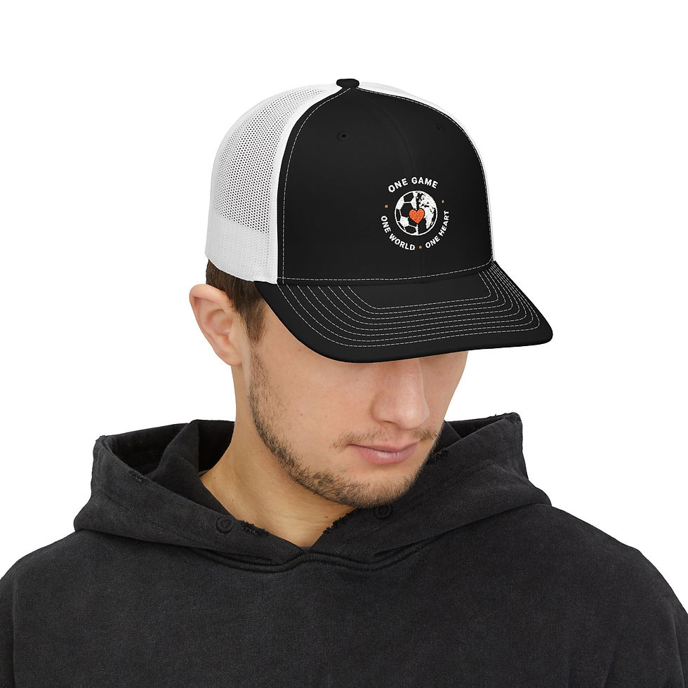 Thumbnail: Trucker Hat with Snapback—One Game, One World, One Heart.