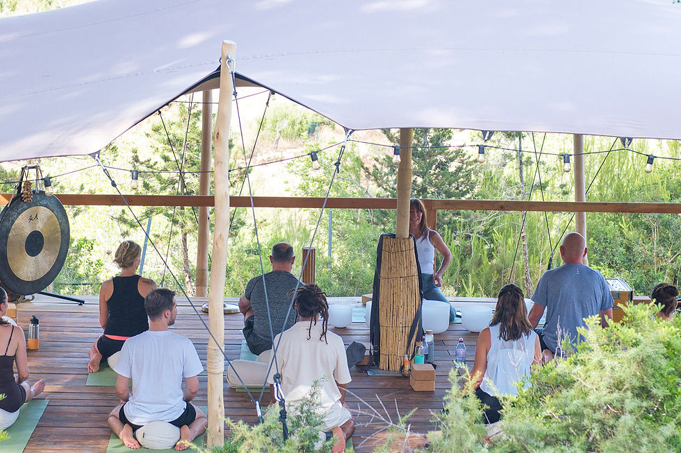 Meditation and yogic practice during an Ananda Ibiza retreat