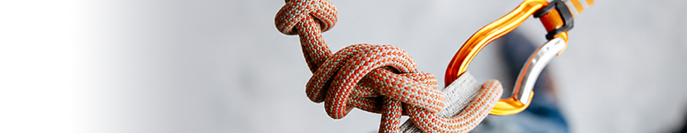 Knotted rope and carabiner for Opal Rope Access