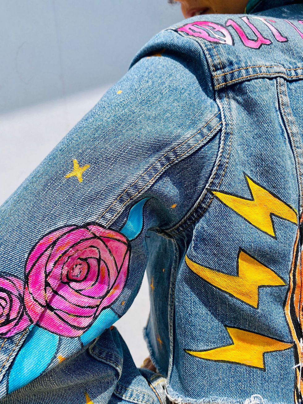 Fox Girl Magic Hand Painted Denim Jacket