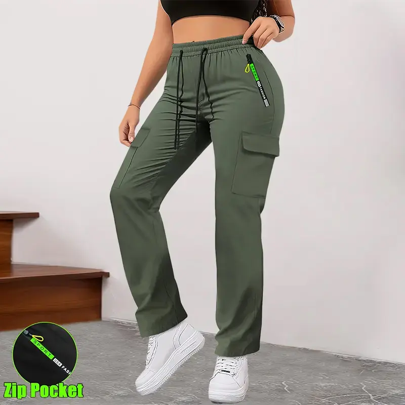 Thumbnail: Women’S Cargo Pants with Multiple Pockets for Spring and Autumn—Thin, Straight-L