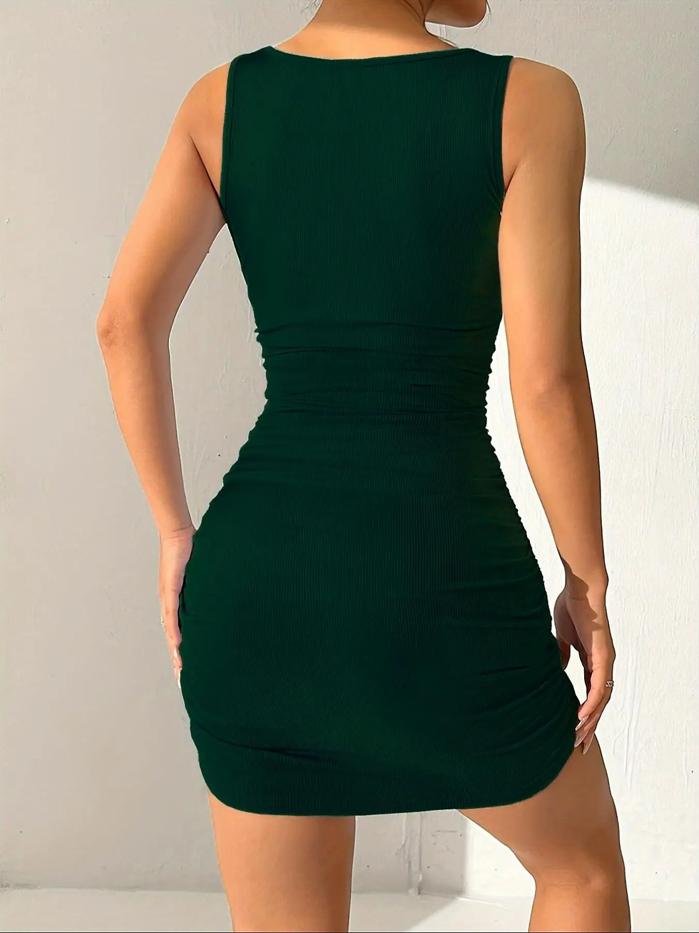 Thumbnail: Women'S Casual Square Neck Dress, Slim-Fitting Ribbed Fashion Party Dress, Plain