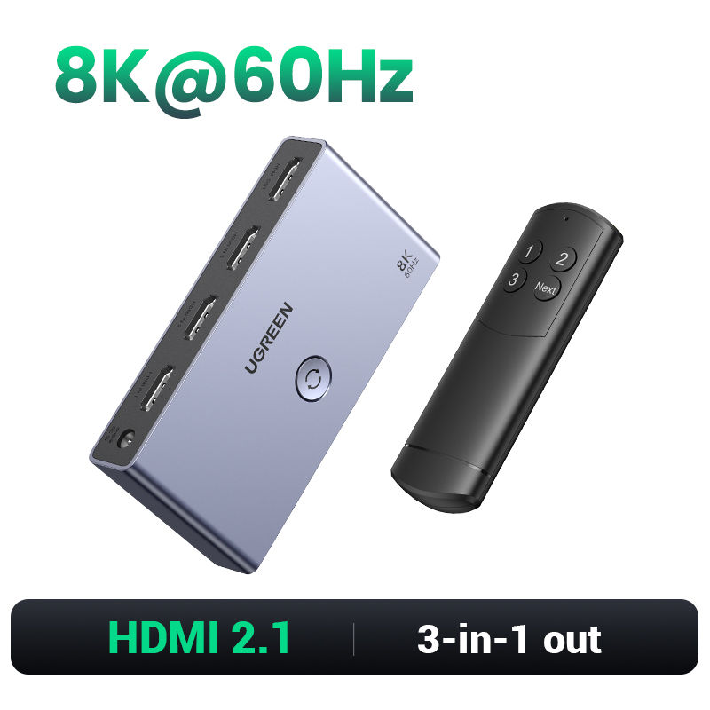 Miniatura: UGREEN HDMI 2.1 Switcher 8K 60Hz 4K120Hz HDMI-compatible Switch 3 in 1 Out with 