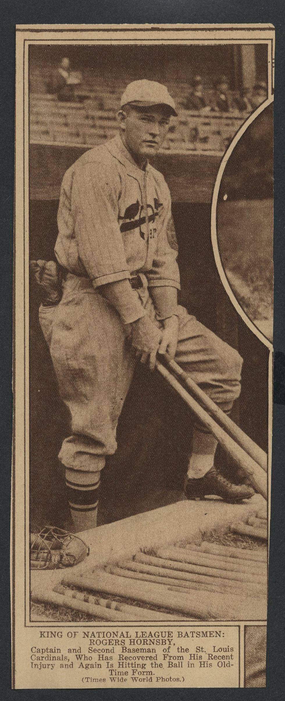 0596----1925 Rogers Hornsby dugout image - St Louis Cardinals