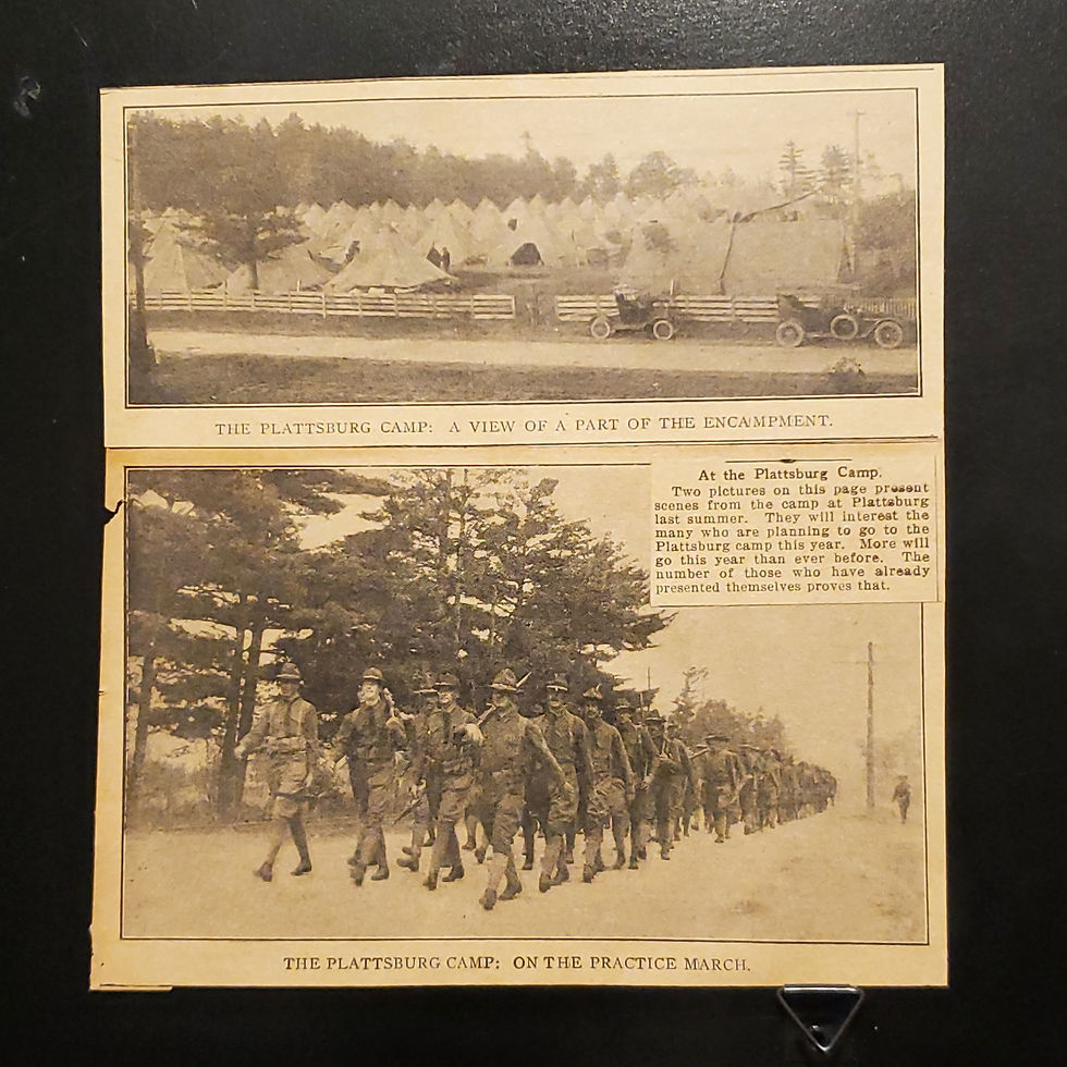 0827----1916 Plattsburgh NY pre-WWI training camp photo clipping