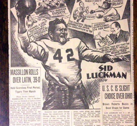 2295----1941 Sid Luckman Chicago Bears football caricature