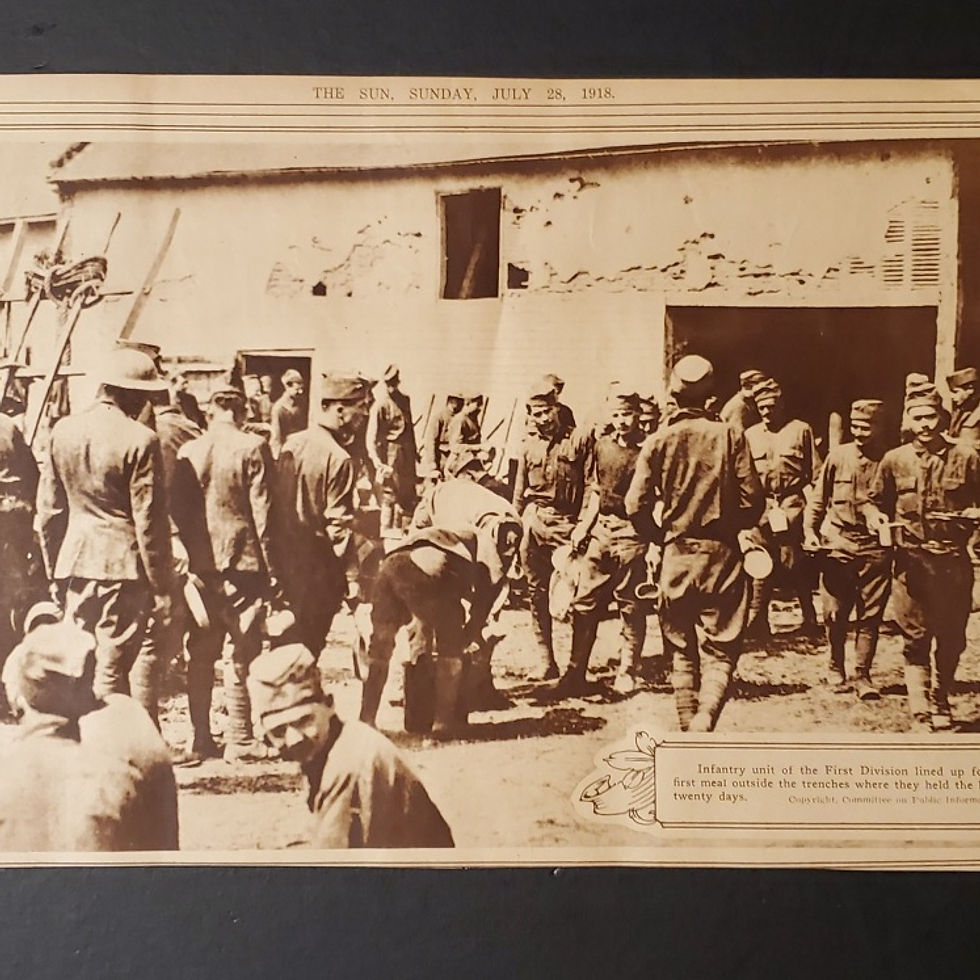 5031----1918 WWI 1st Division first meal outside the trenches