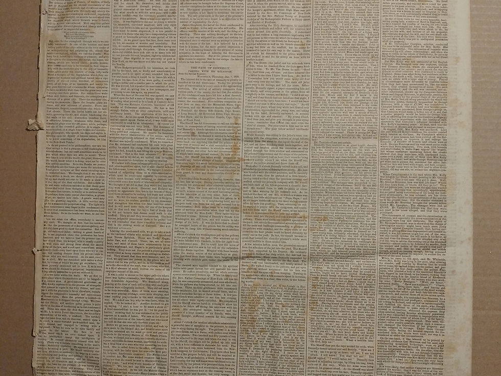 6031----1858 Donnelly execution newspaper - murder at Highlands NJ Navesink