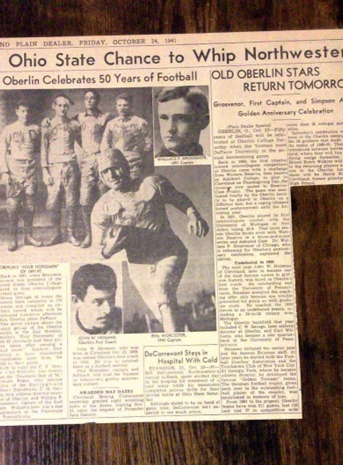 5198----1941 Oberlin College (OH) 50th year of football clipping photos/history