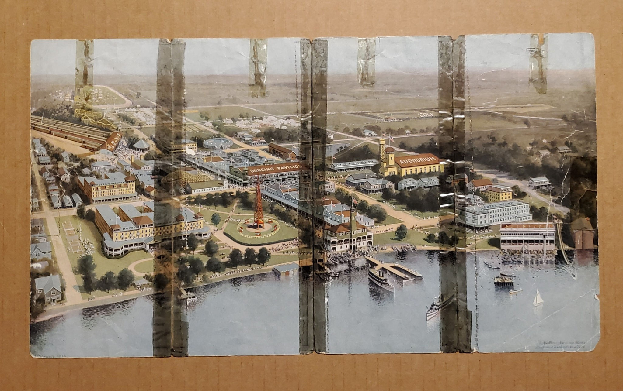 5053----c.1917 Exposition Park Conneaut Lake PA -- park map + motor guide