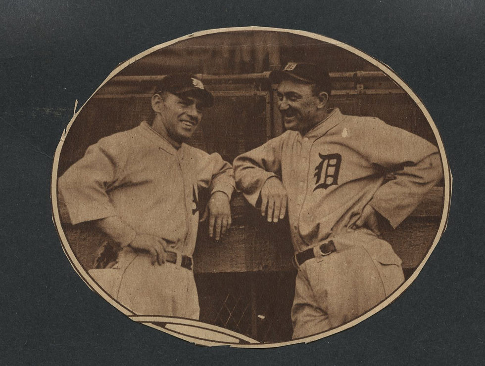 0622----1925 Owen Carroll with Ty Cobb photo/clip -- Holy Cross star pitcher