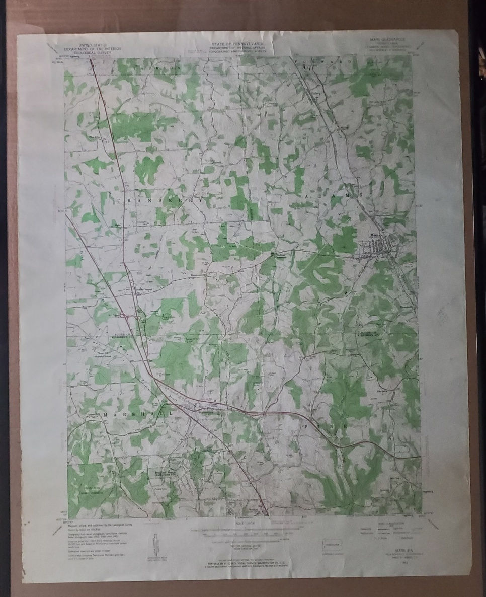 1301----1953 Mars PA (and vicinity) Topographic + Geologic Survey map
