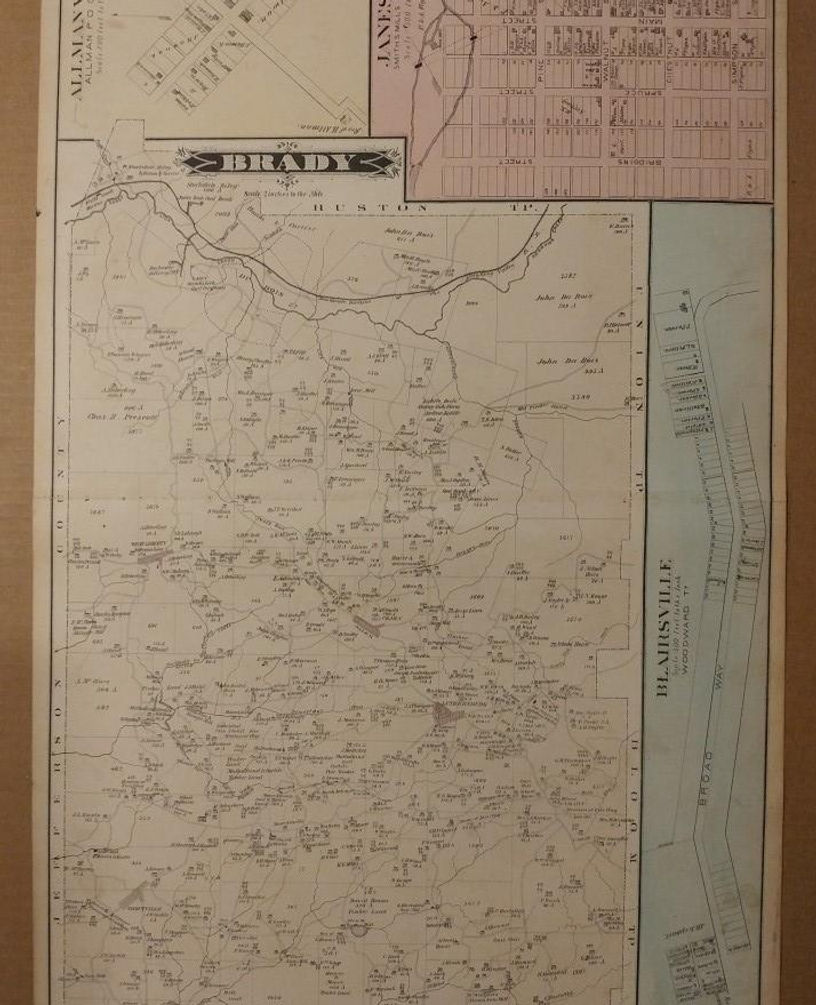 5085----1878 Clearfield County PA original map of Brady/Blairsville/Allmanville