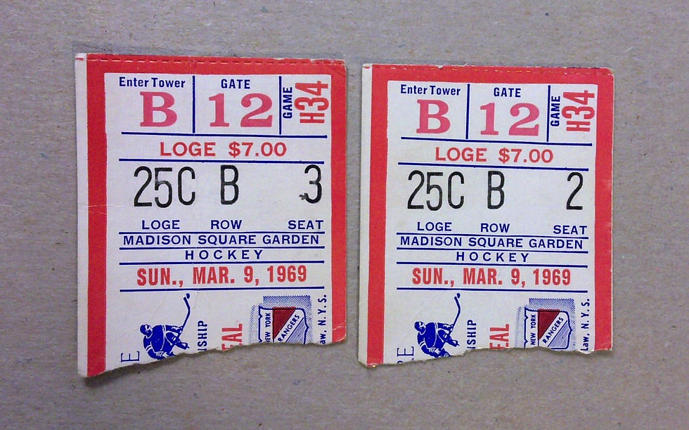 0686----1969 Montreal Canadiens at NY Rangers tickets - Giacomin vs Vachon