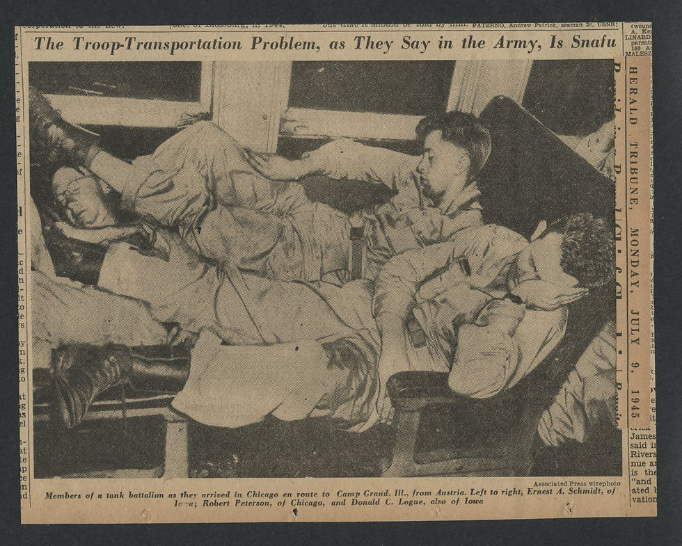 0113----1945 Id'd men of 772nd Tank Battalion to Camp Grand IL