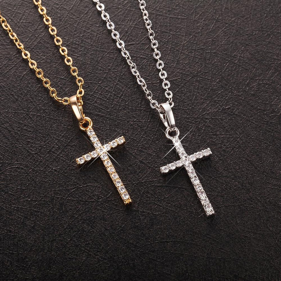 Cross Pendants Gold Black Color Crystal