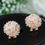 サムネイル： Rhinestone Detail Flower Stud Earrings 1pair