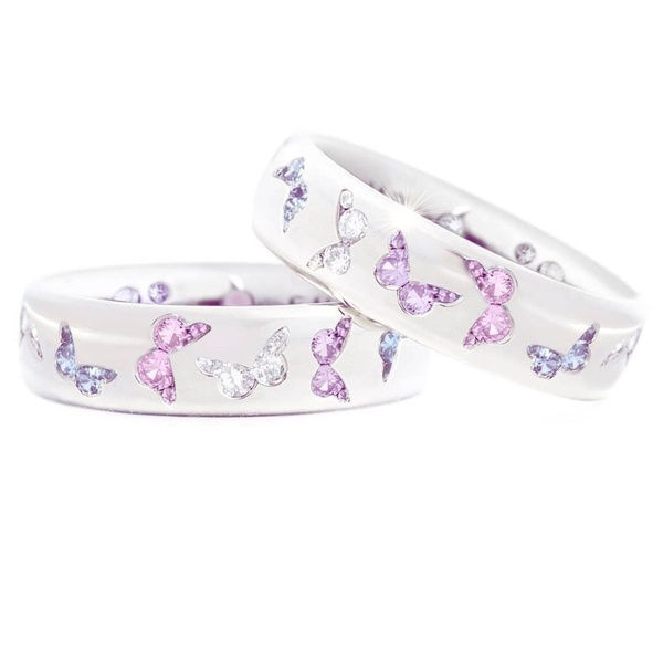 Two Tone Sapphire Butterfly Diamond Ring