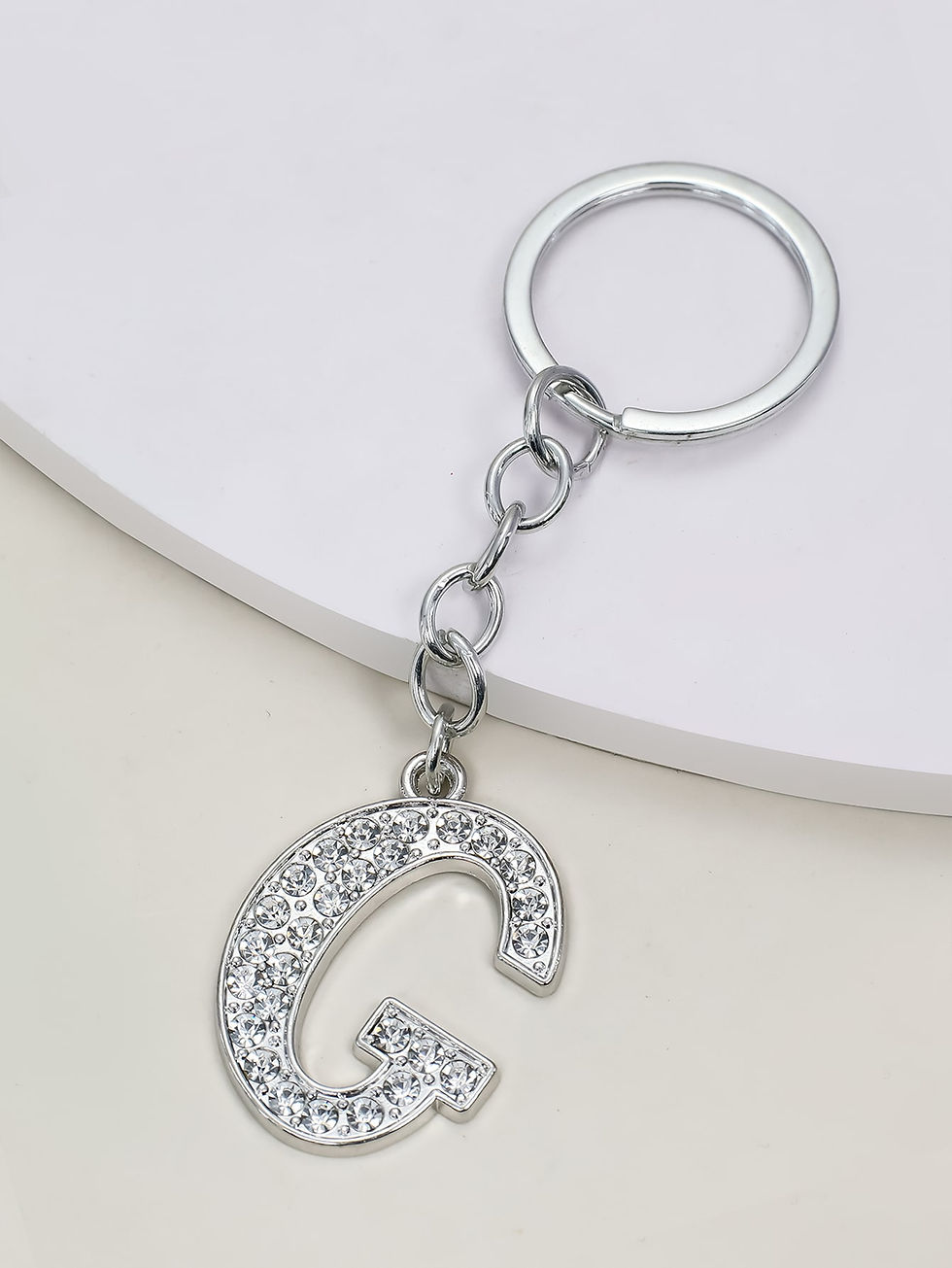 Miniatura: Rhinestone Letter Charm Keychain