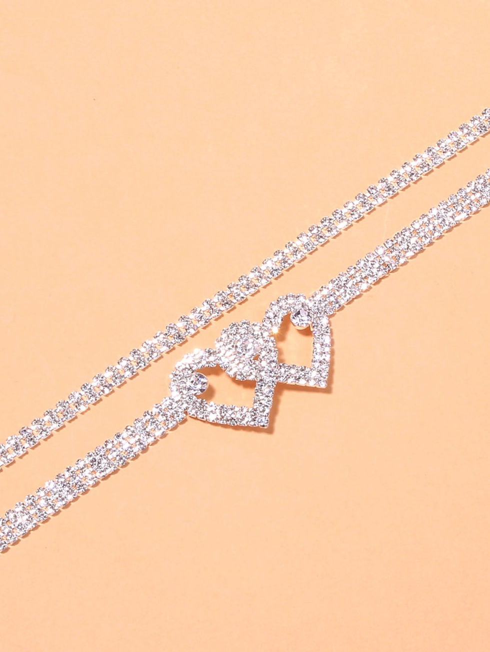 Miniatura: 2pcs Rhinestone Heart Decor Anklet