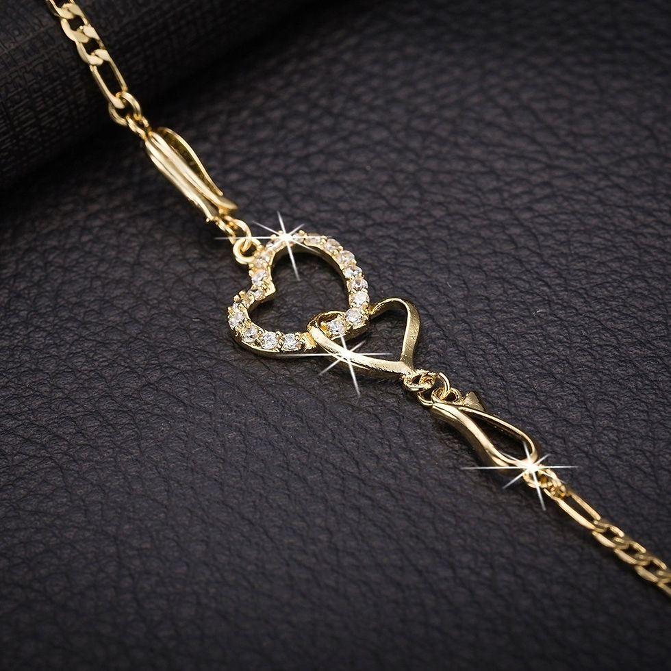 Thumbnail: Double Love Anklet Female Anklet Rose Gold Silver Bracelet 
