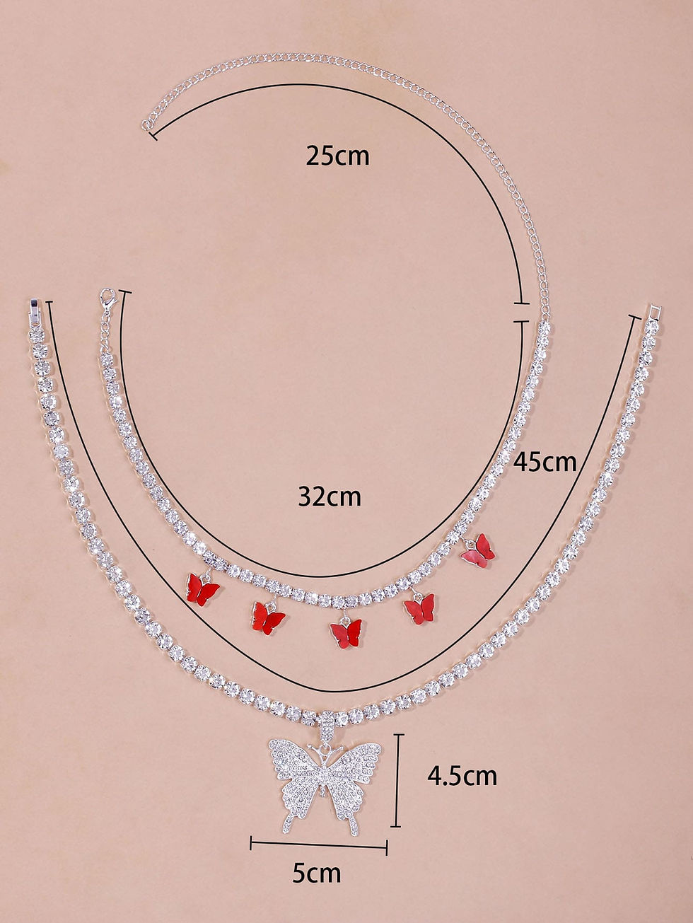 섬네일: 2pcs Butterfly Pendant Necklace