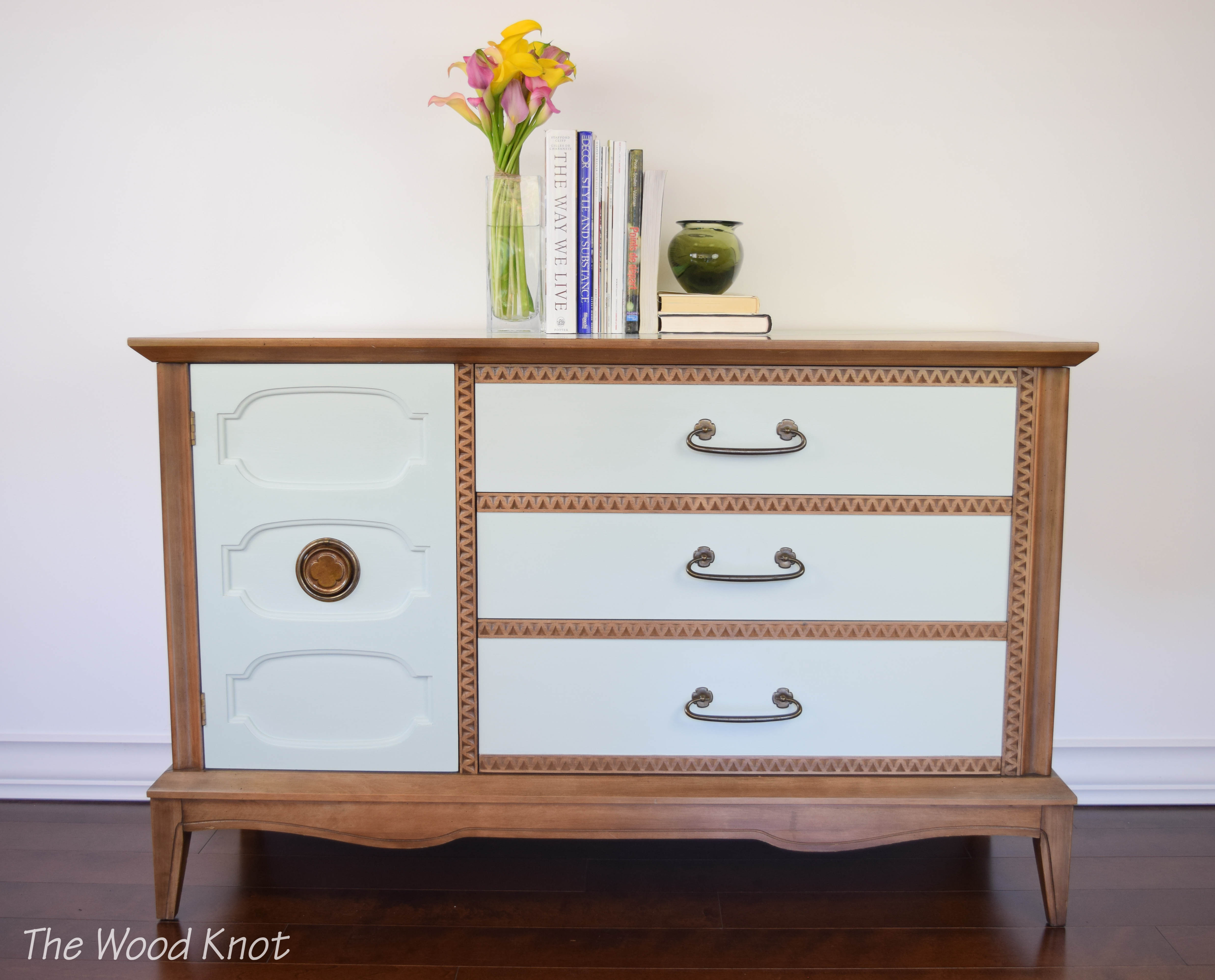 Mid Century Sideboard Media Console Green Mint Tv Stand Dresser