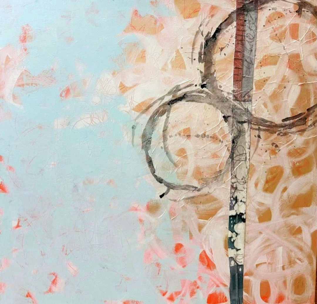 Orange and Blue Abstract with Circles