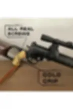Thumbnail: Focused shot of the gold-painted grip and mounted scope showing real screws, labeled “All Real Screws” and “Gold Grip