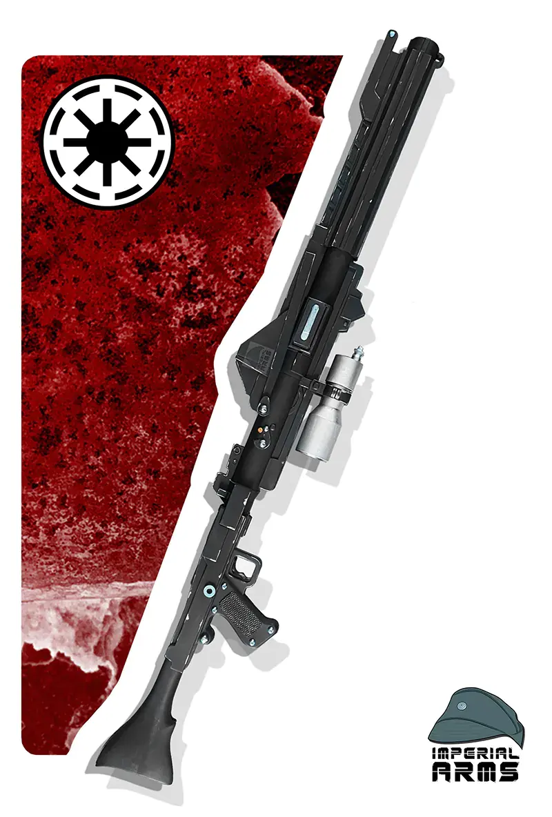 Full-scale DC-15A blaster replica prop with screen-accurate finish, Bapty & Co lineage, ready for 501st Clone Trooper cosplay