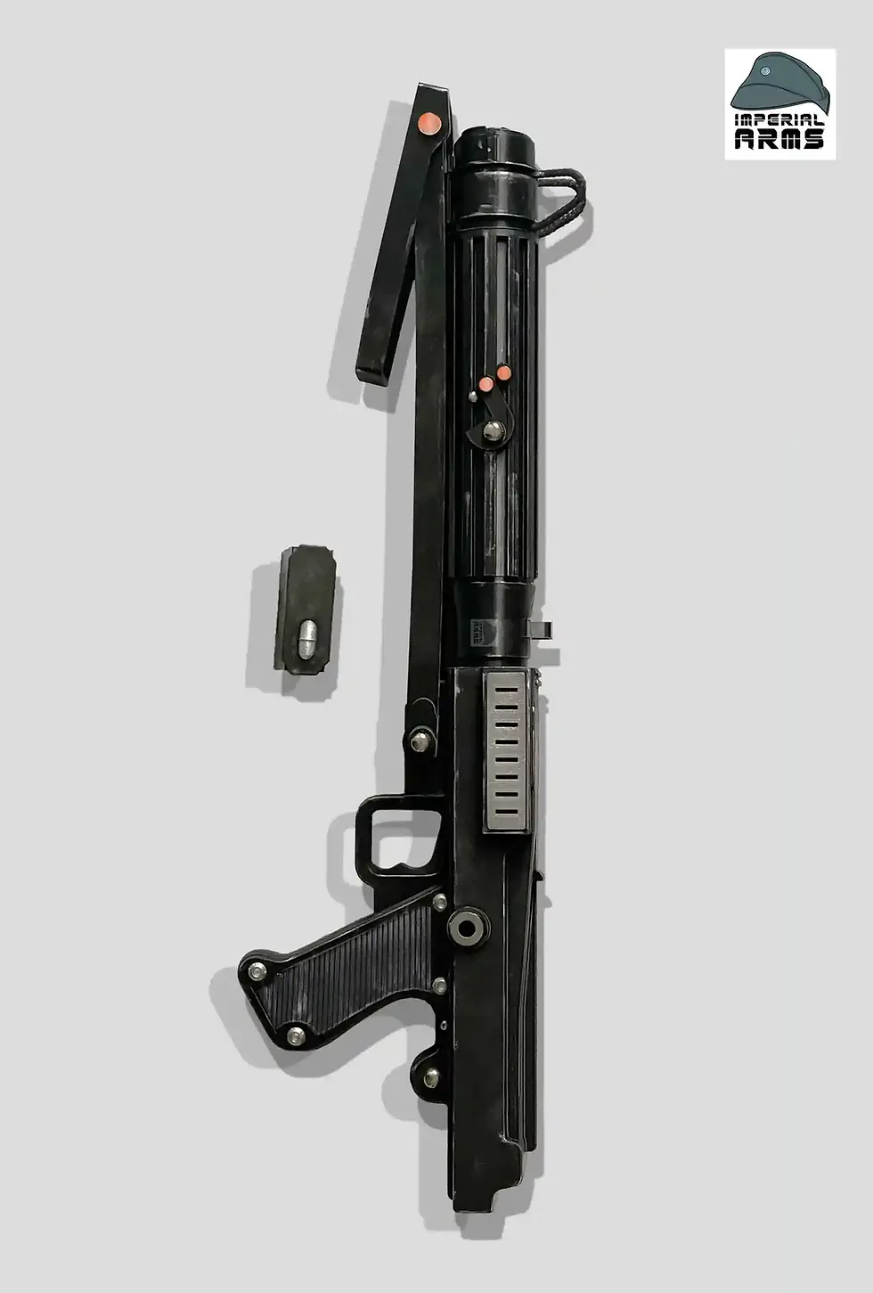 Thumbnail: Side detail view of the DC-15S showing the removable magnetic ammo clip and real screw assembly