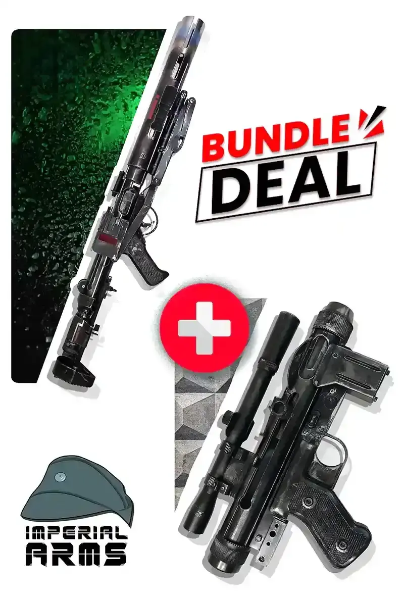 Thumbnail: BOGO graphic showing two E-11D Death Trooper rifles side by side with ‘Buy One Get One Free’ overlay
