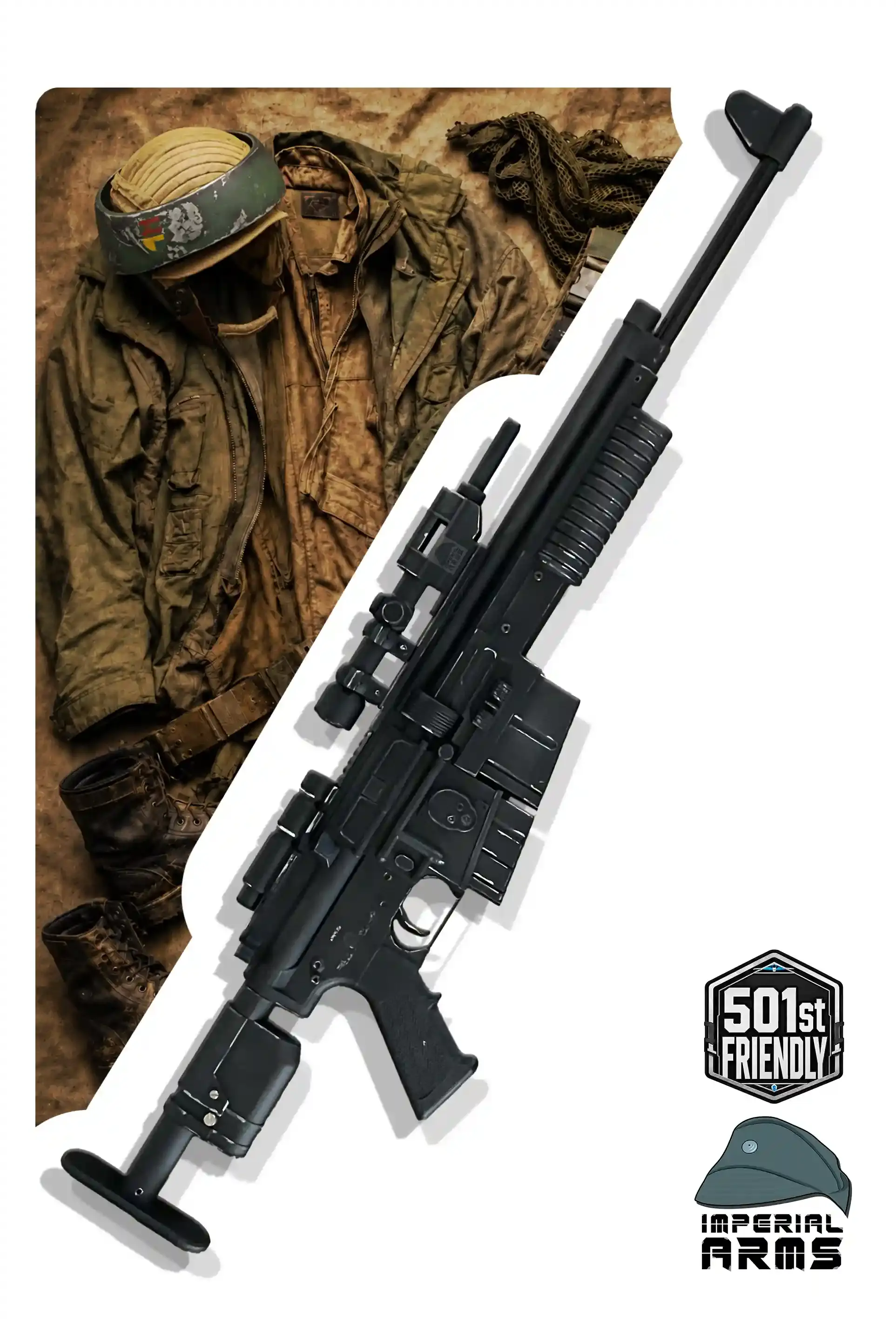 tar Wars Return of the Jedi A280 Endor Rebel blaster replica with scope and 501st Friendly badge
