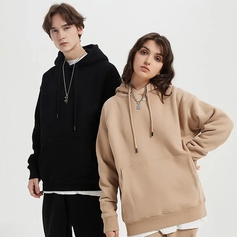 Women’s Plus Velvet Hoodie Set Loose Fit Solid Color Tracksuit