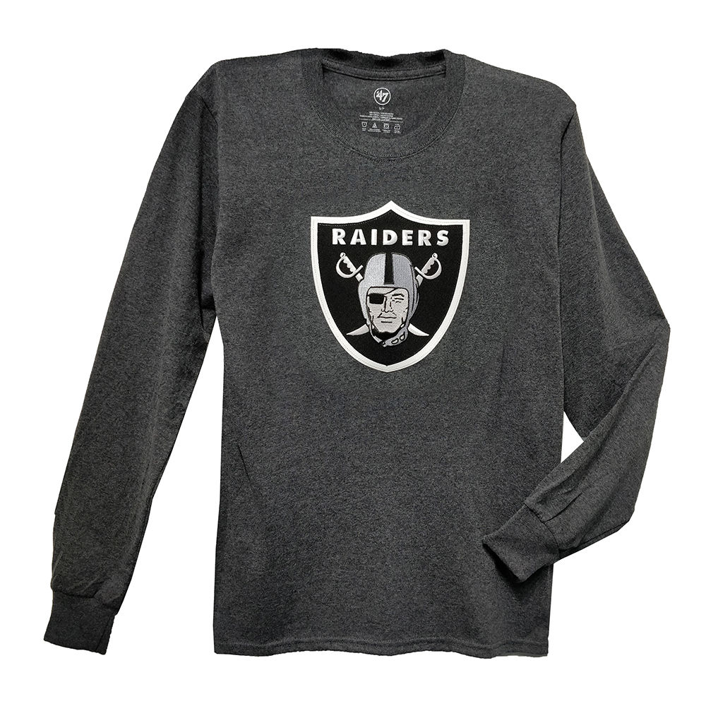 Men’s Oakland Raiders Embroidery Crest '47 Brand Grey LS T-shirt