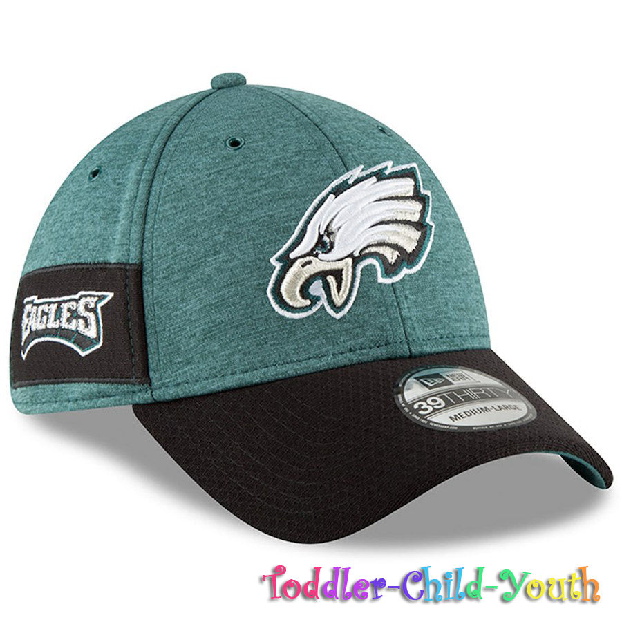 Kids Philadelphia Eagles New Era Green/Gray 2018 NFL Sideline Home 39THIRTY Hat