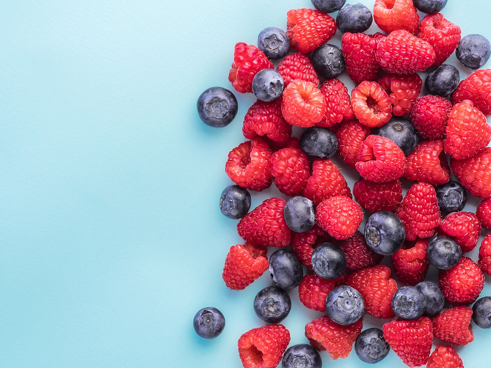 Mix of raspberries and blueberries