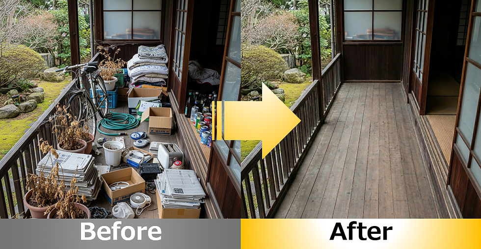 【佐倉市】平日忙しい方のための不用品回収!縁側のBefore/Afterと、土日対応の裏側
