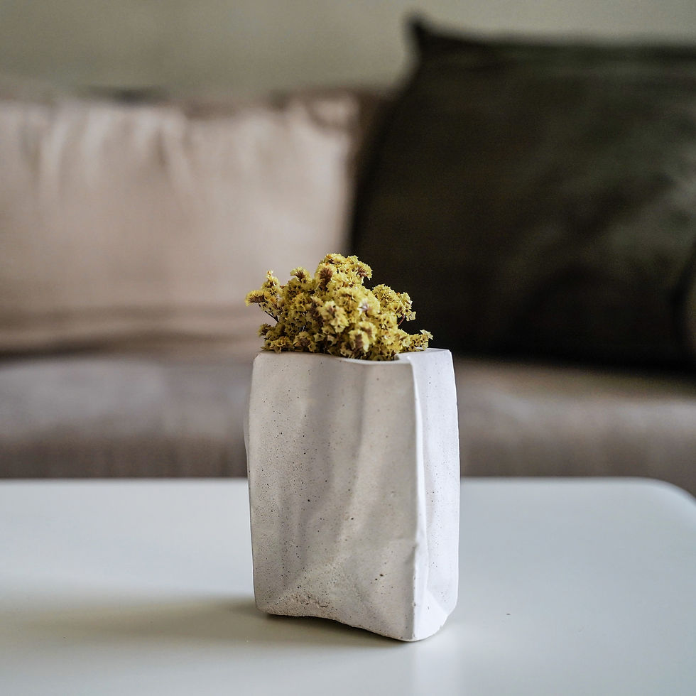 ואזה מבטון בצורת שקית נייר