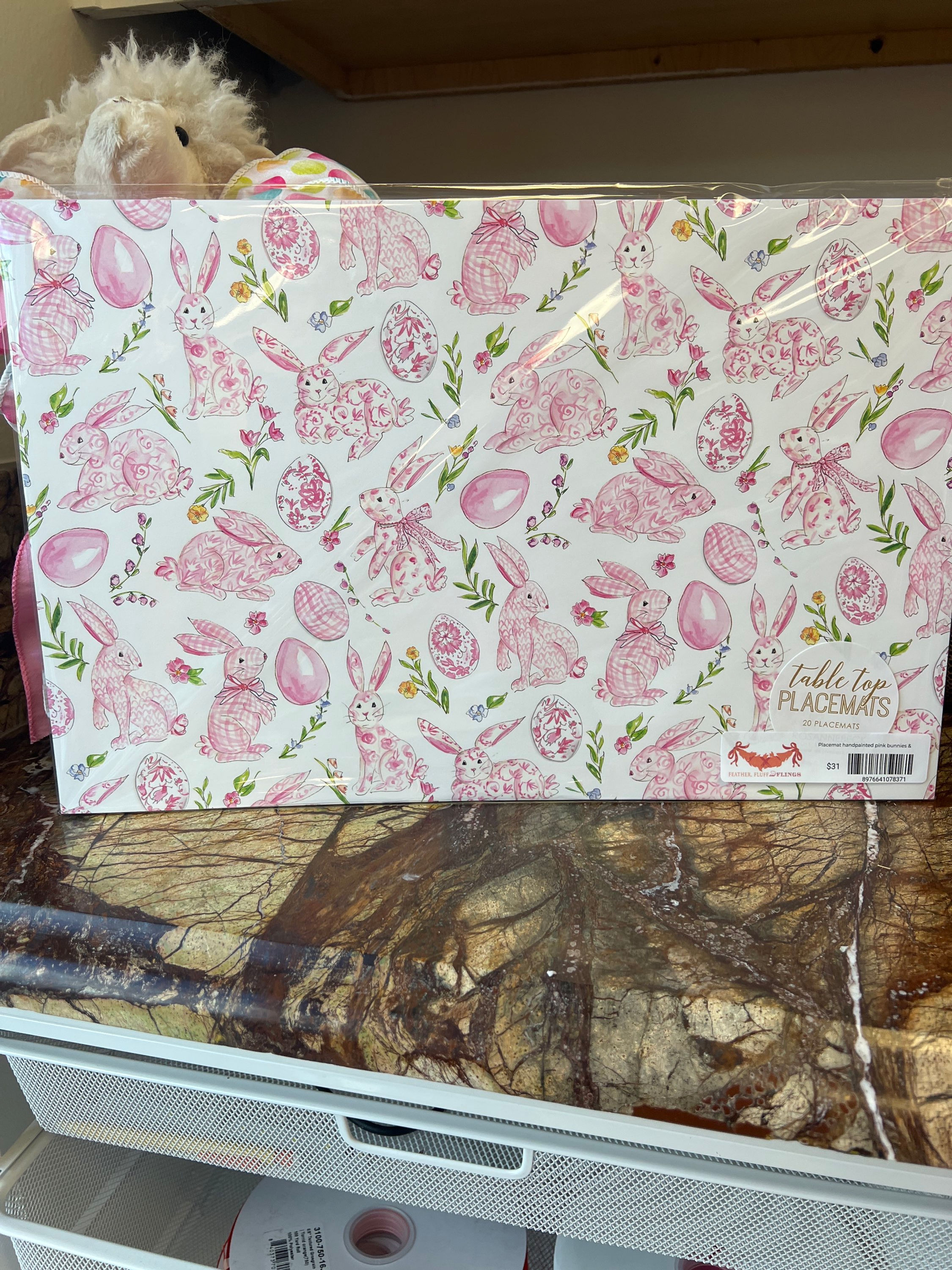 Placemat Pink Bunnies & Eggs