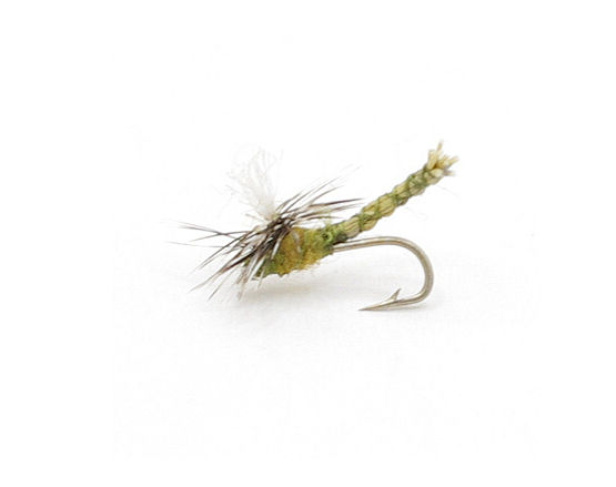 Green fly fishing fly with hook
