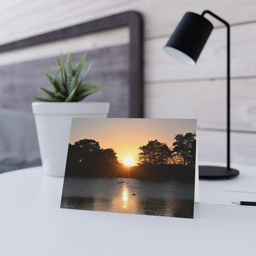 Thumbnail: Sunset Lake Greeting Card — Tranquil Nature Note Card
