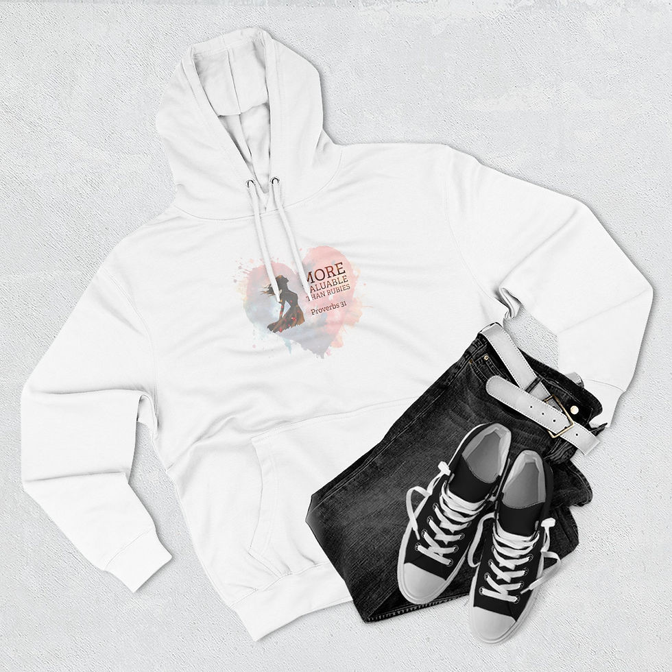 Thumbnail: Christian hoodie, Proverbs 31 More Valuable Than Rubies, watercolor heart