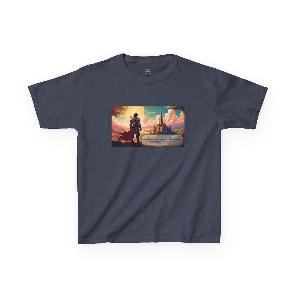 Thumbnail: Kids' 2 Timothy 4:7 Bible Verse Video Game Heavy Cotton Christian Gamer Tee