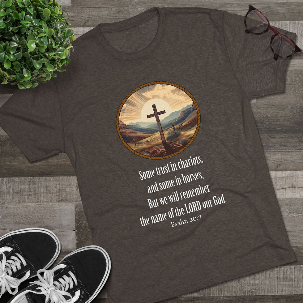 Thumbnail: Psalm 20:7 "The Desert Cross" Premium Tri-Blend Tee
