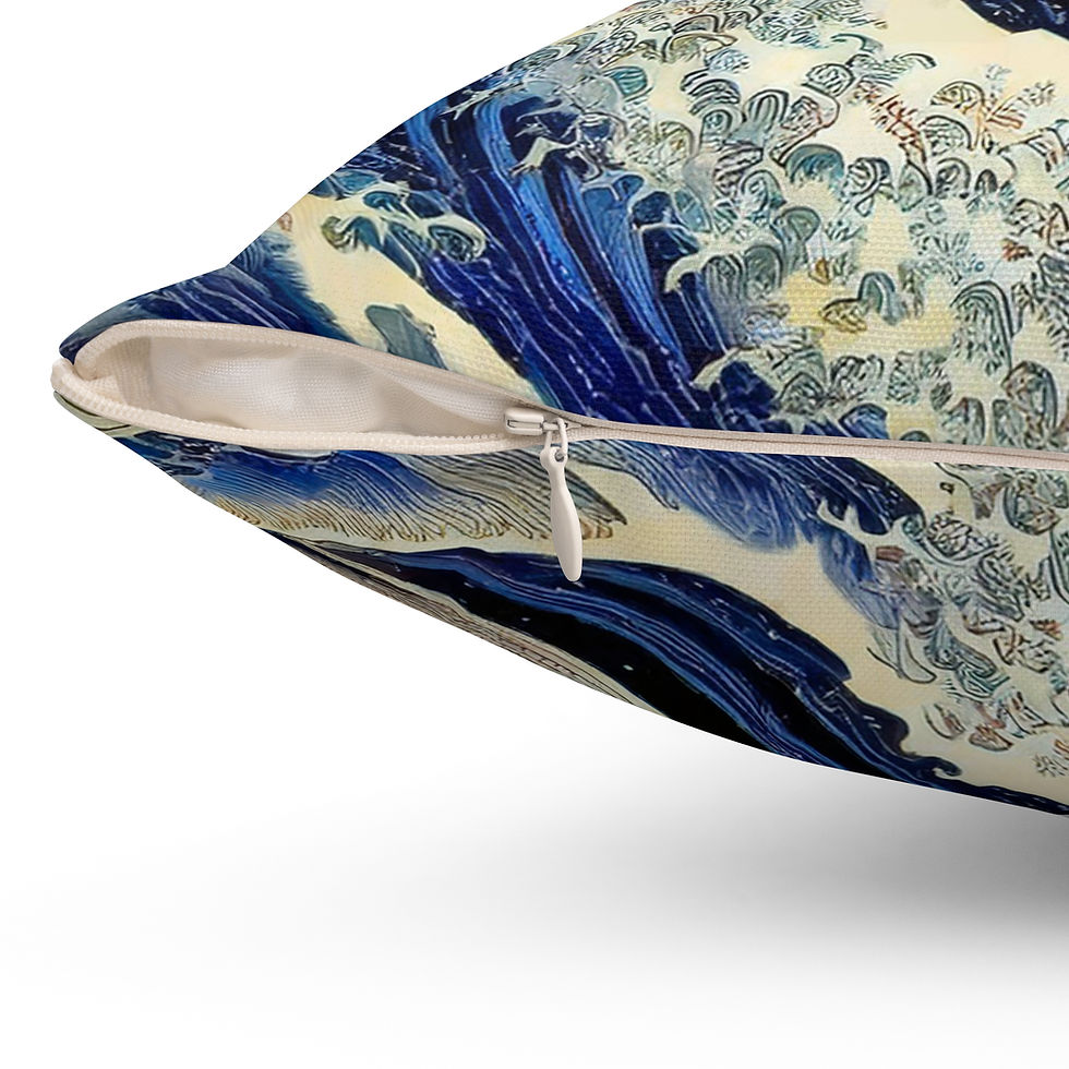 Thumbnail: "The Great Wave" Cross Pillow | Nautical Christian Ocean Throw Pillow