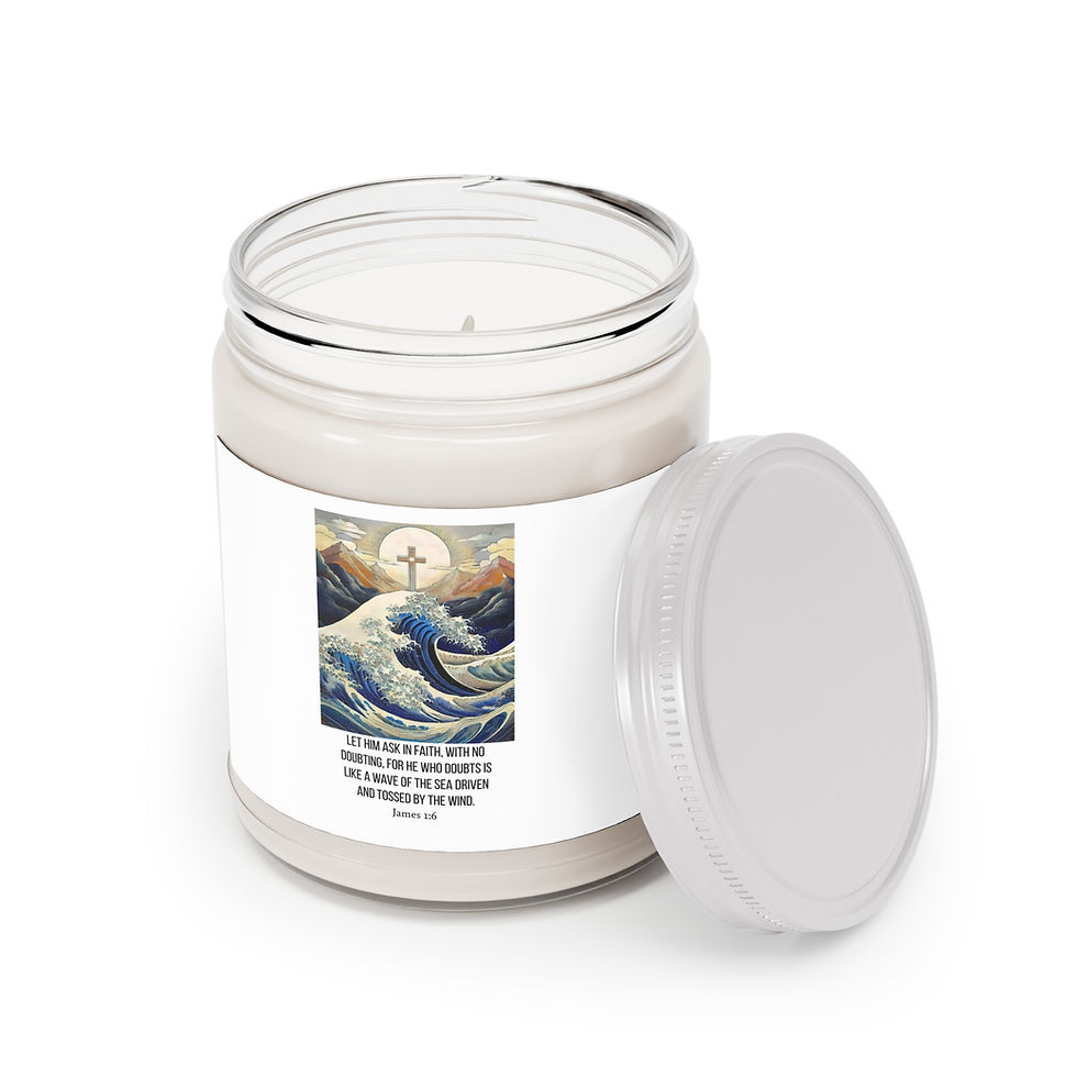 Thumbnail: Lit prayer candle with waves, cross, and oceans
