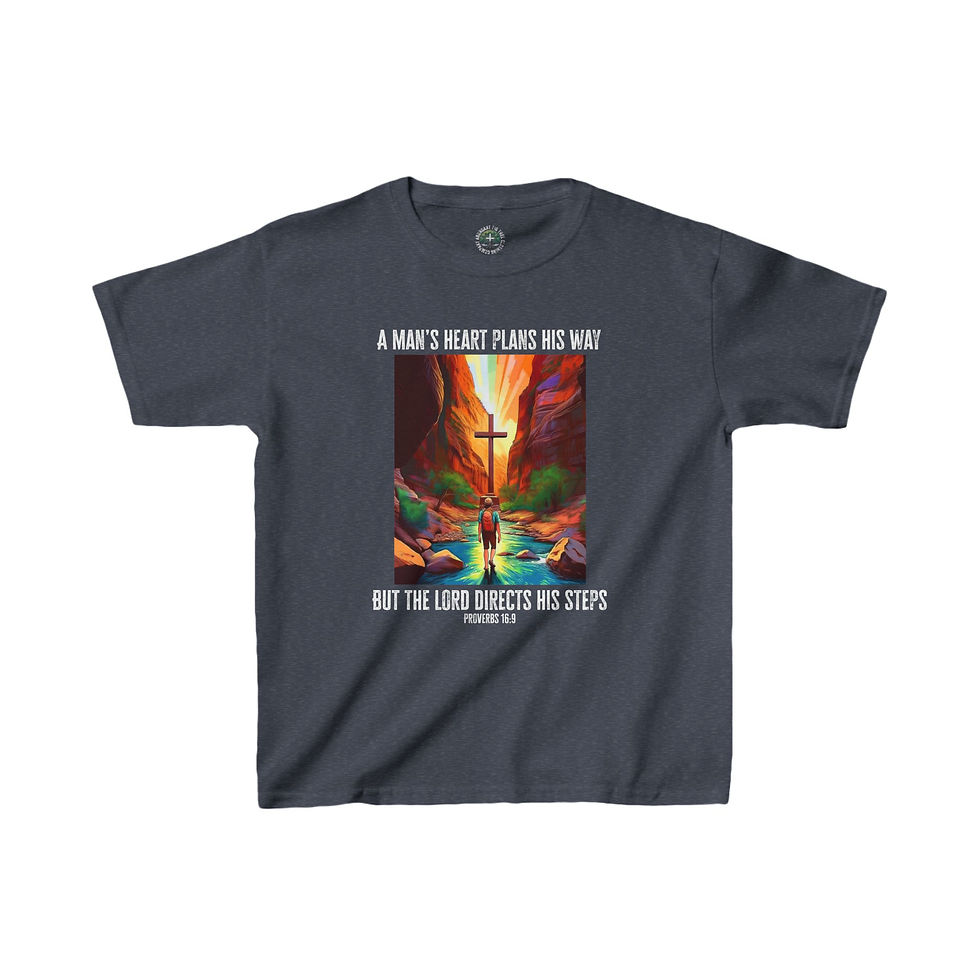 Kids' Proverbs 16:9 Bible Verse "Hiking the Narrows" Heavy Cotton™ Tee