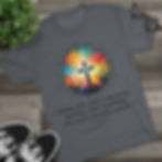 Thumbnail: Gray t-shirt with colorful cross and 'Bless the Lord' text